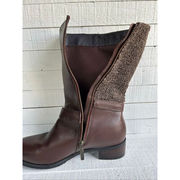 Propet Women’s Brown Leather Mid-Calf Boots Tweed Buckle Riding Style Size 10 - Picture 12 of 13